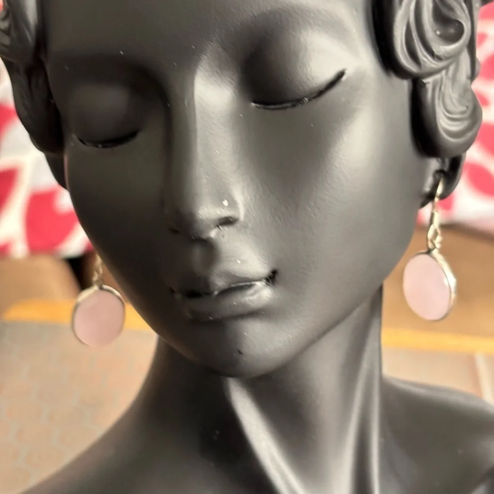 Pink stone necklace and earrings set #PinkJewels Pink stone silver chain
